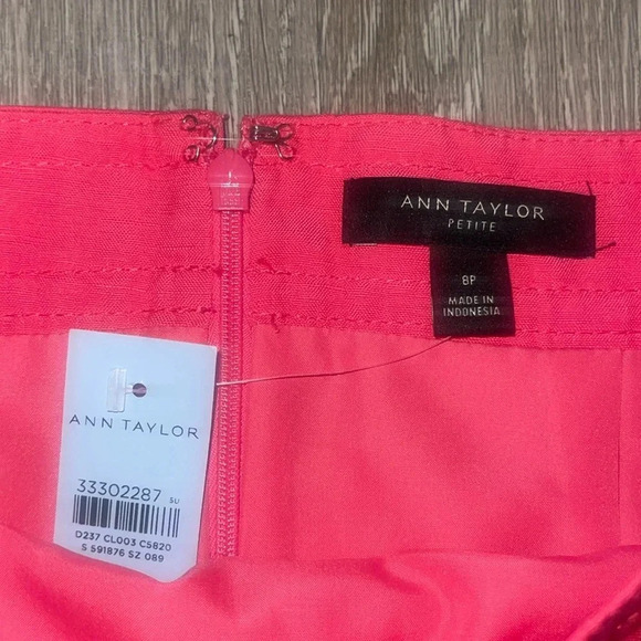 New nwt Ann Taylor Linen Blend Seamed Pencil Skirt 8 petite hot pink - Picture 2 of 7